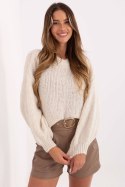 Sweter Damski Model MI-SW-1909.21 Light Beige - Italy Moda Sweter Damski Model MI-SW-1909.21 Light Beige - Italy Moda