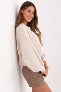 Sweter Damski Model MI-SW-1909.21 Light Beige - Italy Moda Sweter Damski Model MI-SW-1909.21 Light Beige - Italy Moda
