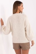 Sweter Damski Model MI-SW-1909.21 Light Beige - Italy Moda Sweter Damski Model MI-SW-1909.21 Light Beige - Italy Moda