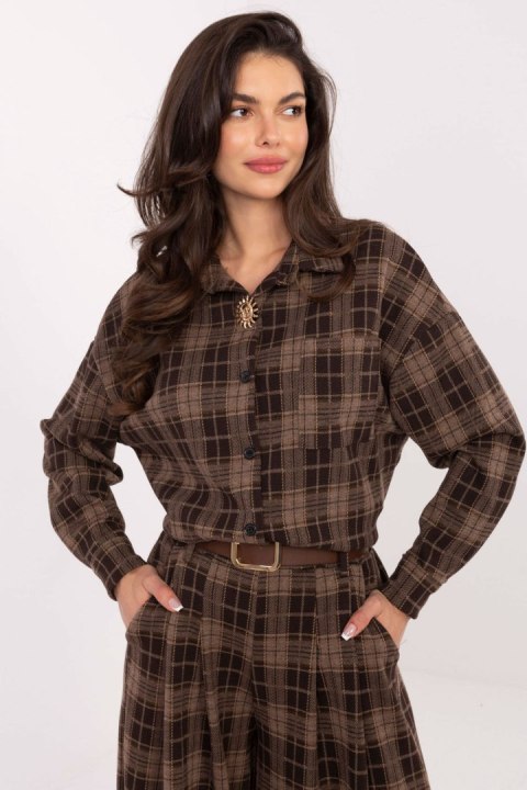Koszula Damska Model IT-KS-GT9880.12P Brown - Italy Moda Koszula Damska Model IT-KS-GT9880.12P Brown - Italy Moda