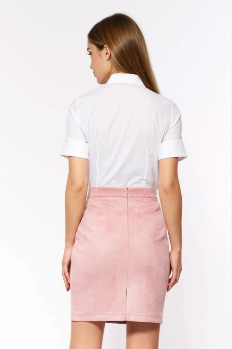 Biała koszula z plisami na dekolcie K90 White - Nife