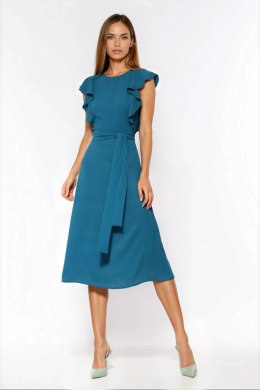 Sukienka Lazurowa sukienka z falbanami na ramionach S278 Lazur - Nife