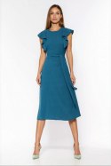 Sukienka Lazurowa sukienka z falbanami na ramionach S278 Lazur - Nife