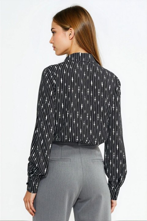 Bluzka z szarfą pod szyją B211 Wzór Koralik/Black - Nife