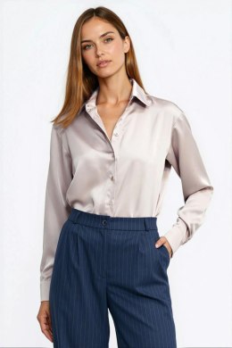 Satynowa koszula body K96 Beige - Nife