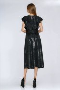 Sukienka Błyszcząca sukienka z falbanami na ramionach S288 Black - Nife