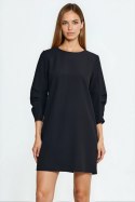 Sukienka z zakładkami na rękawach S291 Black - Nife