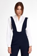 Biała koszula body bez kołnierzyka K55 White - Nife Biała koszula body bez kołnierzyka K55 White - Nife