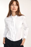 Biała koszula z wiązaniem pod szyją K62 White - Nife Biała koszula z wiązaniem pod szyją K62 White - Nife