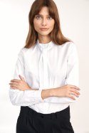 Biała koszula z wiązaniem pod szyją K62 White - Nife Biała koszula z wiązaniem pod szyją K62 White - Nife