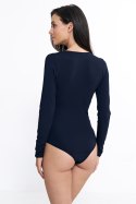 Bluzka body z kopertowym dekoltem B176 Navy - Nife Bluzka body z kopertowym dekoltem B176 Navy - Nife