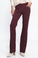 Bordowe spodnie typu bootcut SD80 Bordo - Nife Bordowe spodnie typu bootcut SD80 Bordo - Nife