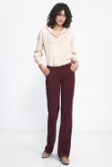 Bordowe spodnie typu bootcut SD80 Bordo - Nife Bordowe spodnie typu bootcut SD80 Bordo - Nife