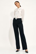 Czarne spodnie wide leg z wysokim stanem SD71 Black - Nife Czarne spodnie wide leg z wysokim stanem SD71 Black - Nife