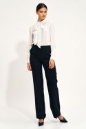 Czarne spodnie wide leg z wysokim stanem SD71 Black - Nife Czarne spodnie wide leg z wysokim stanem SD71 Black - Nife