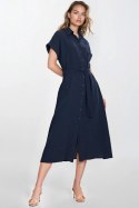 Sukienka Bawełniana muślinowa sukienka koszulowa S269 Navy - Nife Sukienka Bawełniana muślinowa sukienka koszulowa S269 Navy - Nife
