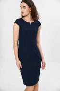 Sukienka Ołówkowa sukienka z rozcięciem na dekolcie S268 Navy - Nife Sukienka Ołówkowa sukienka z rozcięciem na dekolcie S268 Navy - Nife