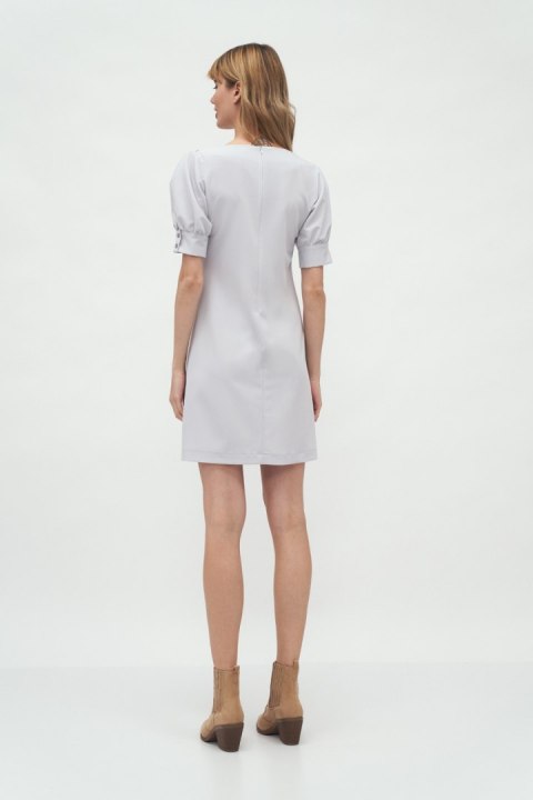 Sukienka Szara sukienka z bufiastymi rękawami S166 Grey - Nife Sukienka Szara sukienka z bufiastymi rękawami S166 Grey - Nife