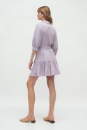 Sukienka Wiskozowa sukienka z falbaną w kolorze liliowym S179 Lila - Nife Sukienka Wiskozowa sukienka z falbaną w kolorze liliowym S179 Lila - Nife