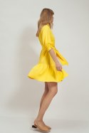 Sukienka Wiskozowa sukienka z falbaną w kolorze żółtym S179 Yellow - Nife Sukienka Wiskozowa sukienka z falbaną w kolorze żółtym S179 Yellow - Nife