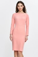 Sukienka z asymetryczną zakładką przy dekolcie S265 Łosoś - Nife Sukienka z asymetryczną zakładką przy dekolcie S265 Łosoś - Nife
