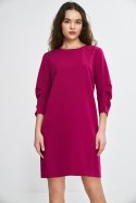 Sukienka z zakładkami na rękawach S267 Fuksja - Nife Sukienka z zakładkami na rękawach S267 Fuksja - Nife