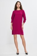 Sukienka z zakładkami na rękawach S267 Fuksja - Nife Sukienka z zakładkami na rękawach S267 Fuksja - Nife