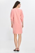 Sukienka z zakładkami na rękawach S267 Łosoś - Nife Sukienka z zakładkami na rękawach S267 Łosoś - Nife