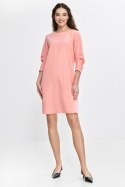 Sukienka z zakładkami na rękawach S267 Łosoś - Nife Sukienka z zakładkami na rękawach S267 Łosoś - Nife