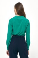 Zielona elegancka bluzka z długim rękawem B151 Green - Nife Zielona elegancka bluzka z długim rękawem B151 Green - Nife