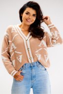 Sweter Damski Model A614 Beige - awama Sweter Damski Model A614 Beige - awama