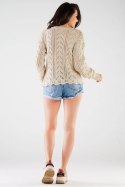Sweter Damski Model A446 Beige - awama Sweter Damski Model A446 Beige - awama