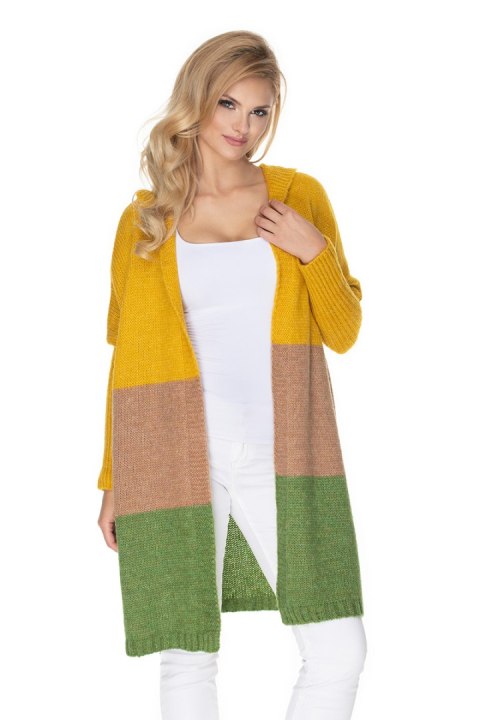 Sweter Kardigan Model 30069 Musztard/Green - PeeKaBoo Sweter Kardigan Model 30069 Musztard/Green - PeeKaBoo