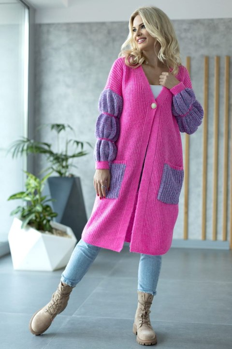 Sweter Kardigan Model 30086 Neon Pink - PeeKaBoo Sweter Kardigan Model 30086 Neon Pink - PeeKaBoo
