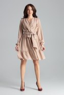 Sukienka Model L053 Beige - Lenitif Sukienka Model L053 Beige - Lenitif