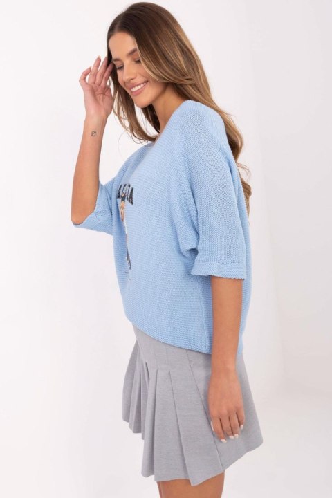 Sweter Damski Model MI-SW-2101.06 Light Blue - Italy Moda Sweter Damski Model MI-SW-2101.06 Light Blue - Italy Moda