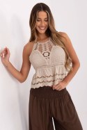 Koszulka Top Model MI-TP-88506.87 Beige - Italy Moda