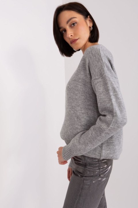 Sweter Damski Model TO-SW-1810.29P Grey - Rue Paris Sweter Damski Model TO-SW-1810.29P Grey - Rue Paris