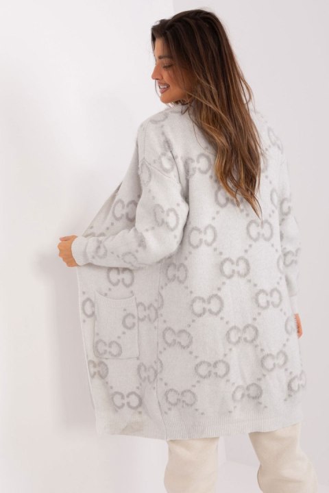 Sweter Kardigan Model AT-SW-23401-A.86 Light Grey - AT Sweter Kardigan Model AT-SW-23401-A.86 Light Grey - AT