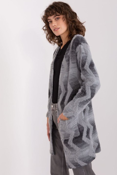 Sweter Kardigan Model AT-SW-234701.34 Grey - AT Sweter Kardigan Model AT-SW-234701.34 Grey - AT
