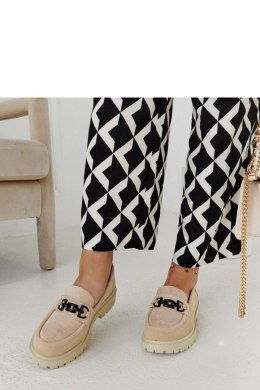 Beżowe zamszowe mokasyny z klamerką na grubej podeszwie Lyle - Solea