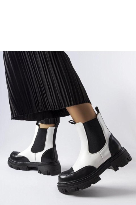 Czarno-białe wsuwane botki Albany - Solea