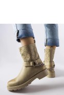 Zielone ażurowe botki z łańcuchem Procopio - Solea