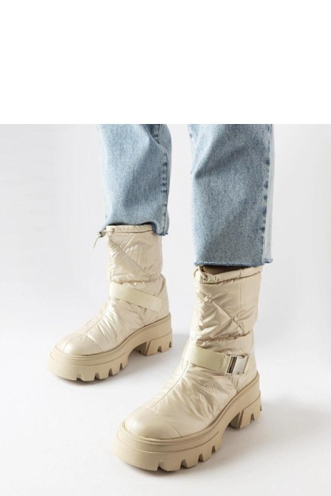 Beżowe lakierowane śniegowce Ambretta - Solea Beżowe lakierowane śniegowce Ambretta - Solea