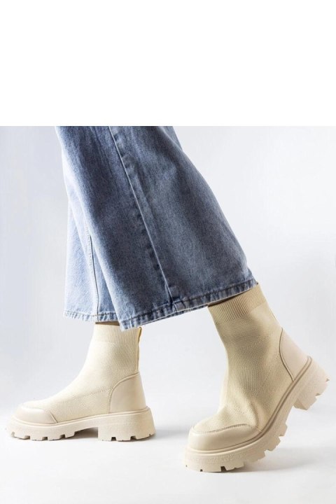 Beżowe skarpetkowe botki Lonte - Solea