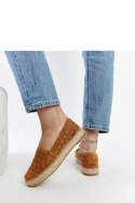 Brązowe koronkowe espadryle na platformie Samra - Solea Brązowe koronkowe espadryle na platformie Samra - Solea