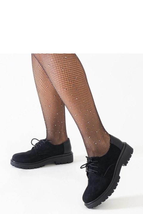 Czarne casualowe sznurowane półbuty z eko-zamszu Kalila - Solea