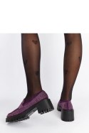 Fioletowe mokasyny na masywnym słupku Parent - Solea