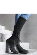 Zielone wsuwane kozaki z materiałową elastyczną cholewką Luana - Solea Zielone wsuwane kozaki z materiałową elastyczną cholewką Luana - Solea