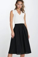Spódnica midi z rayonu z zakładkami SP82 Black - Nife Spódnica midi z rayonu z zakładkami SP82 Black - Nife